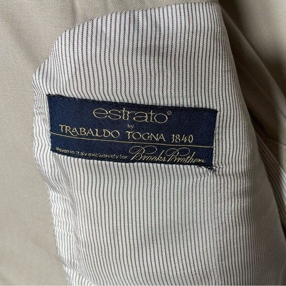 Brooks Brothers 1818 Fitzgerald 100% Wool Beige Suit Coat Blazer Size 43R W37 - Picture 10 of 16